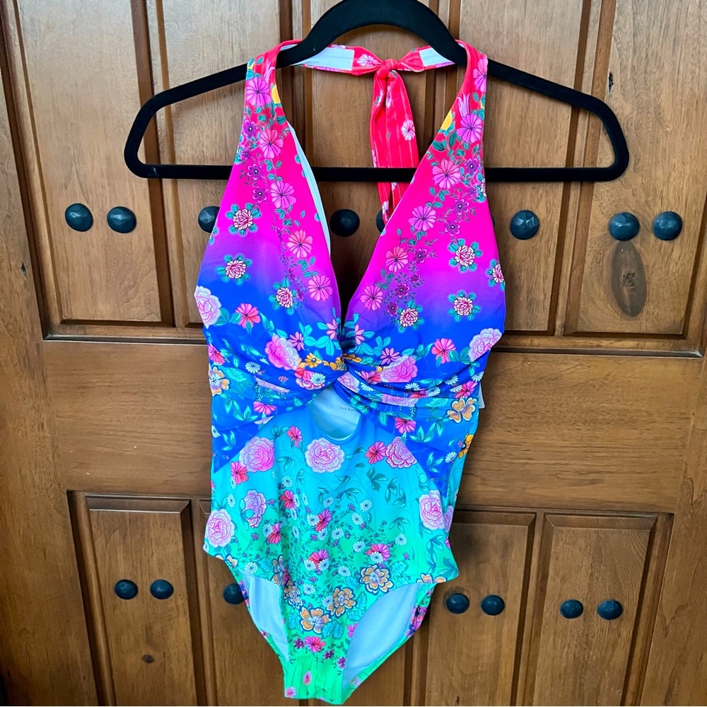 NEW! Johnny Was Sample Tag One‎ Piece Keyhole Swimsuit Size Small - Picture 3 of 7